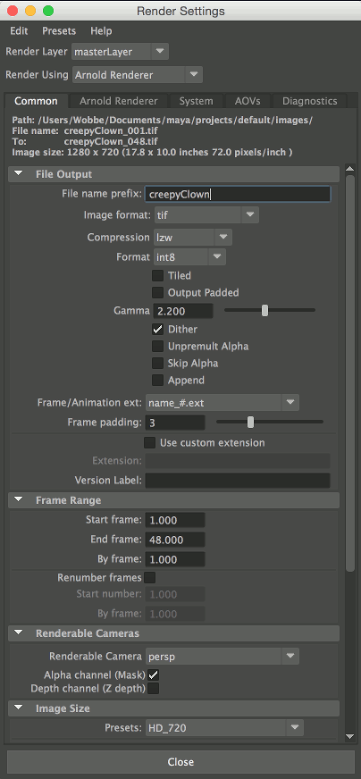 arnold render settings maya 2020